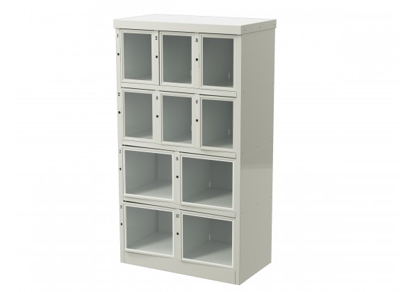 Шкаф для сумок на 10 ячеек со стеклом - фото - 8